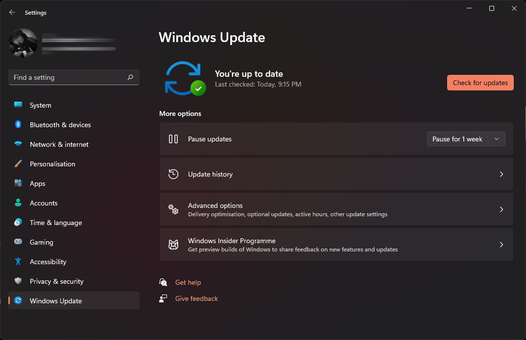 Windows Update Settings in Windows 11