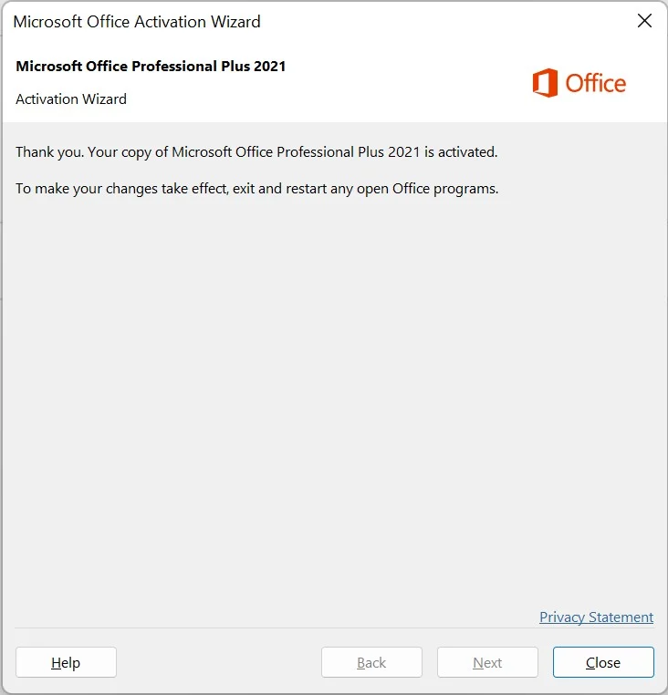 Ваша копија Мицрософт-а Office Профессионал Плус 2021 је активиран