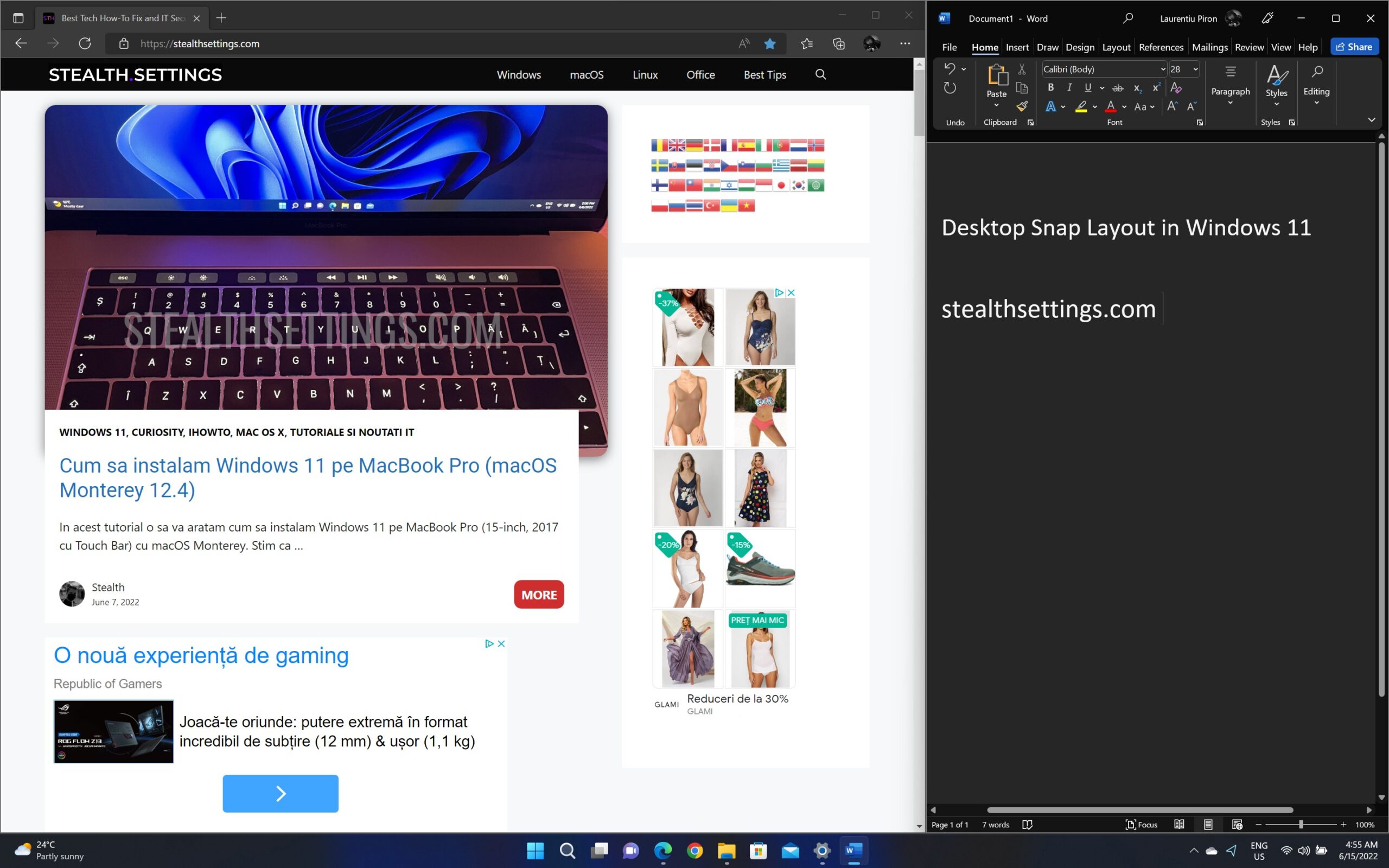 Snap Layout in Windows 11