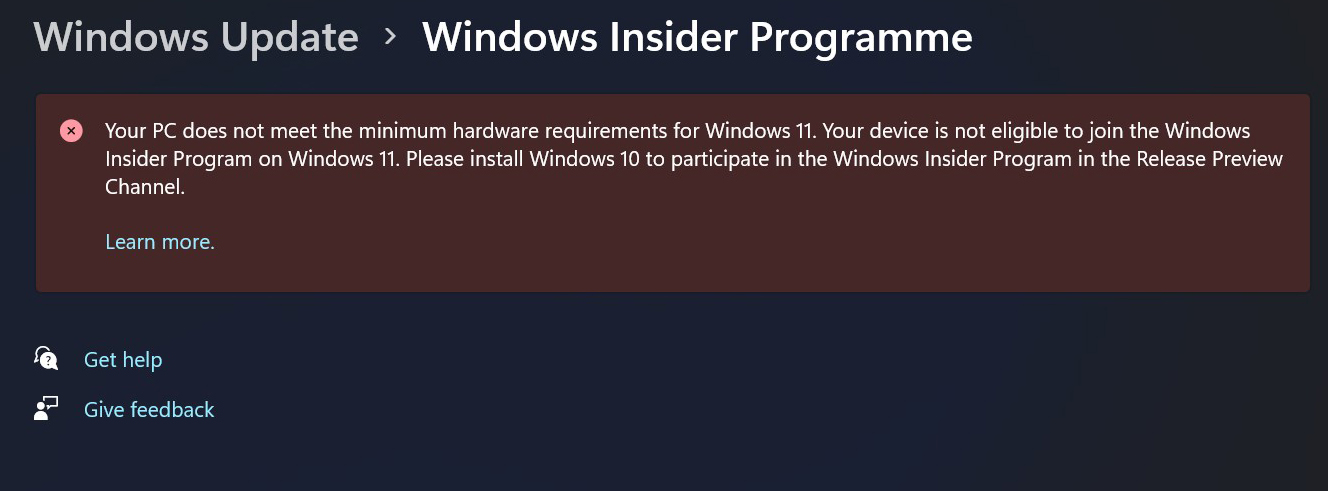 Windows Programme d'initiés sur Windows 11