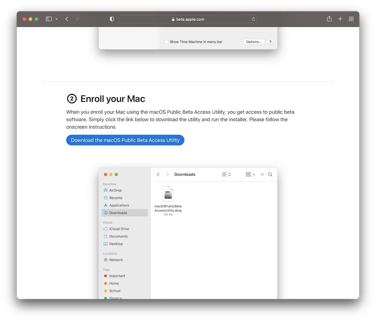 Download de macOS Publieke Beta Hulpprogramma openen