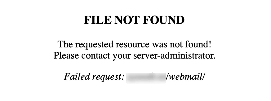 Webmail File Not Found Није пронађено у Roundcube