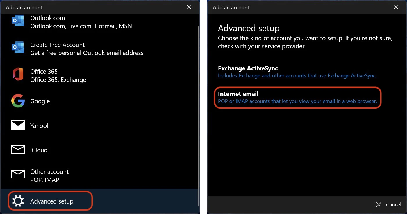 Add an email account in Mail App