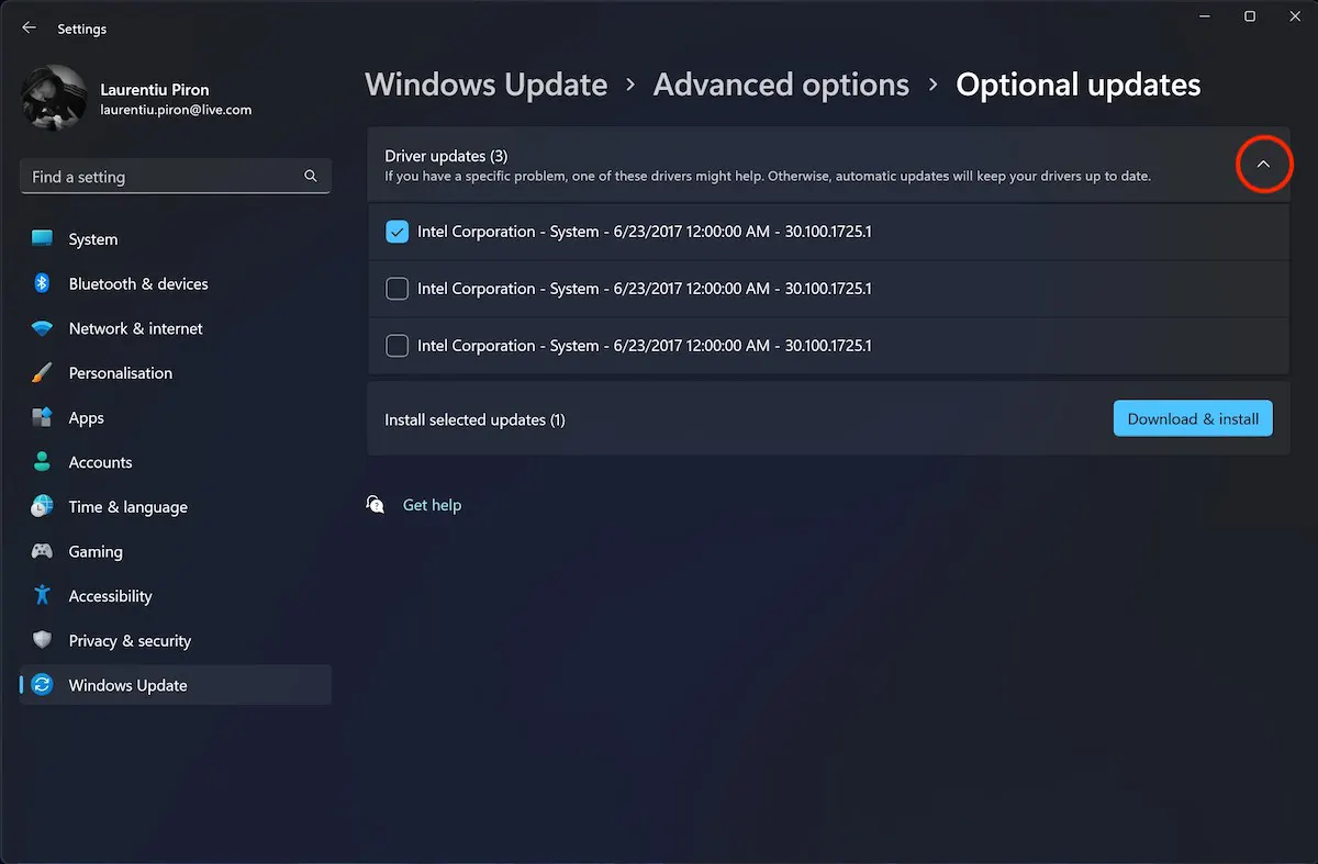 como vai update aos motoristas em Windows 11