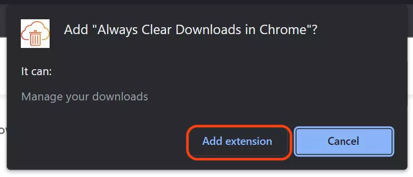 Add Extensão - Desativar a barra de download do Google Chrome