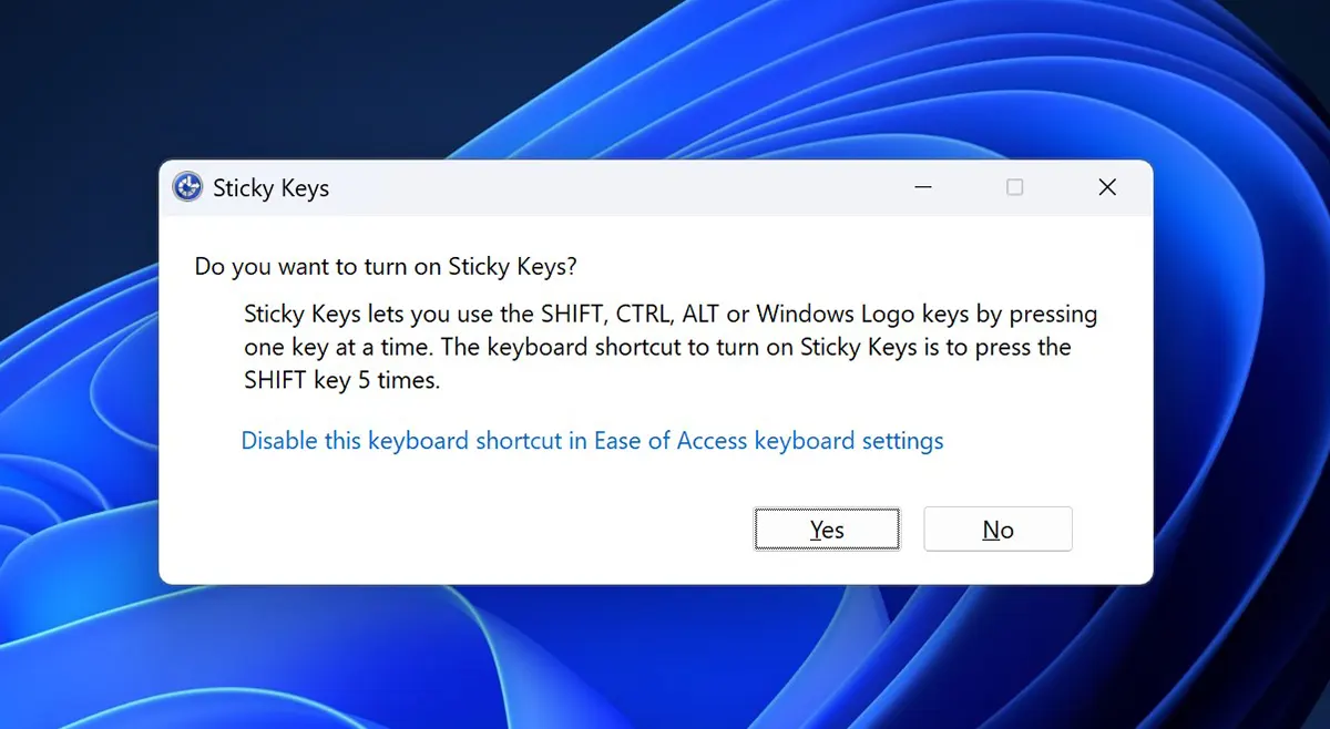 Omogoči Sticky Keys in Windows 11