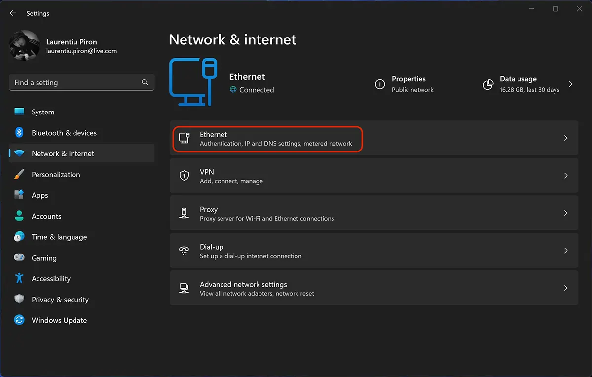 Windows 11 - เครือข่ายและอินเทอร์เน็ต