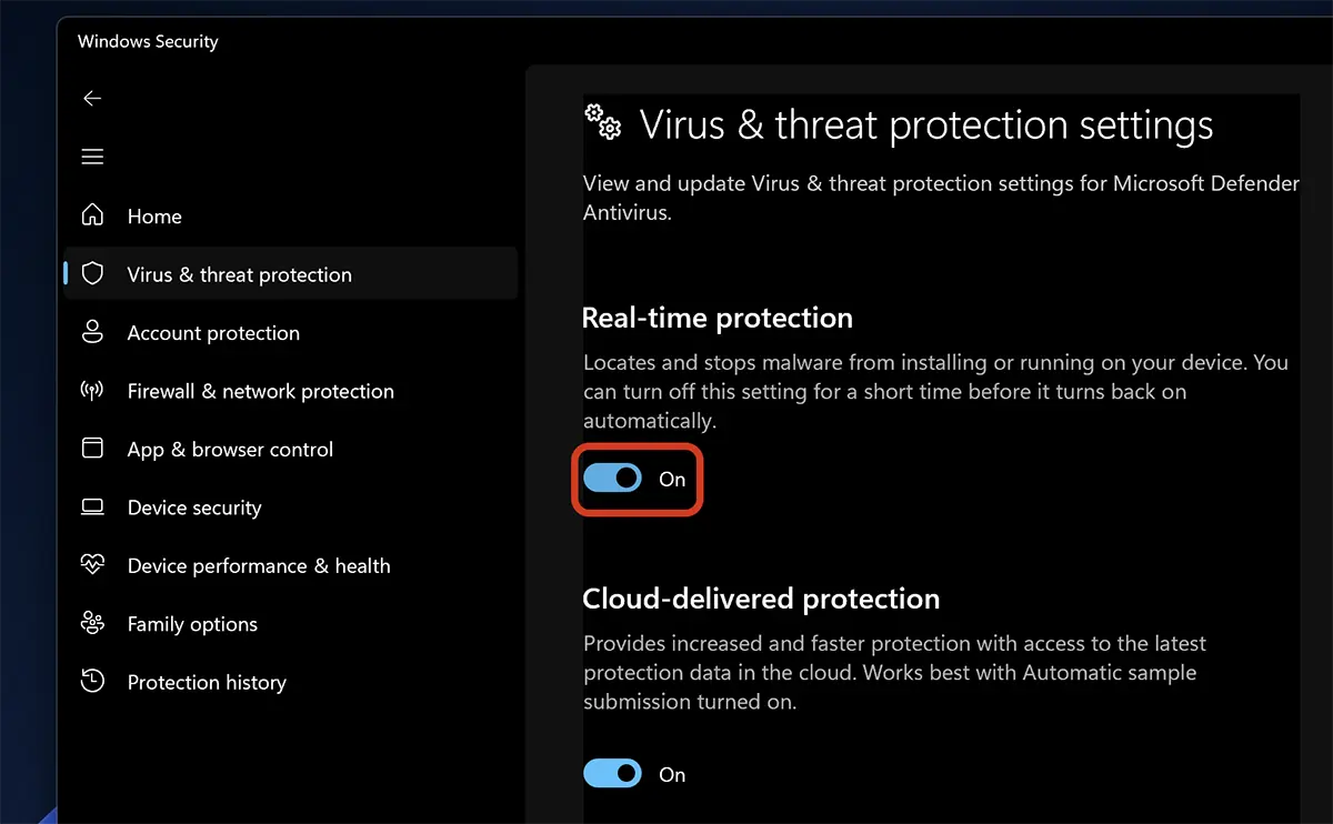 How to disable antivirus and firewall in Windows 11