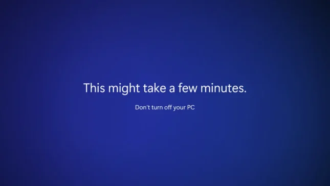 This might take a few minutes. Don't turn off your PC.