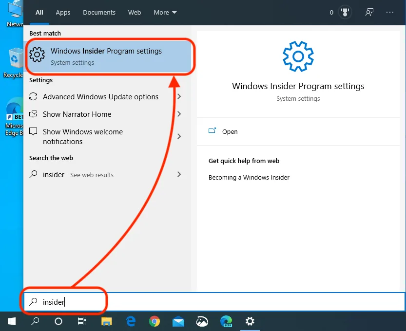 Windows Insider Program Settings in Windows 10