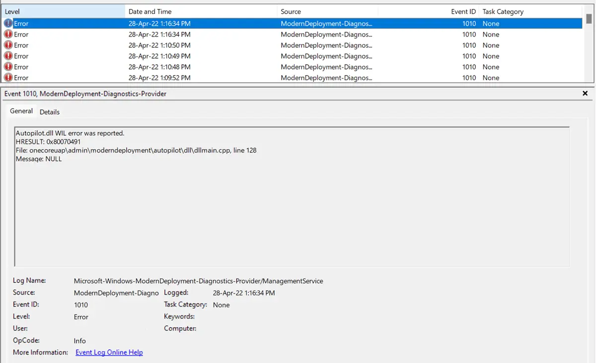 Autopilot.dll WIL Error Was Reported