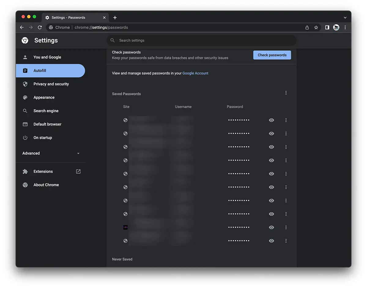 Chrome Saved Passwords