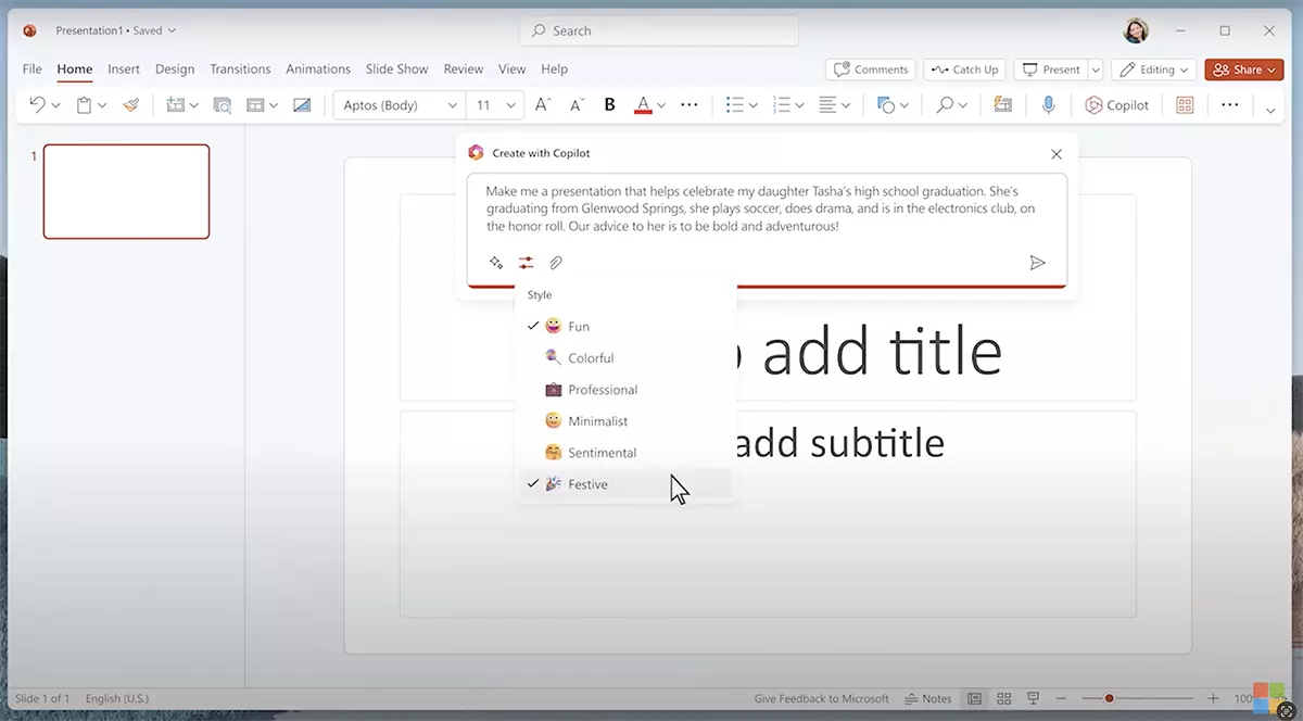 Microsoft Kinder in PowerPoint