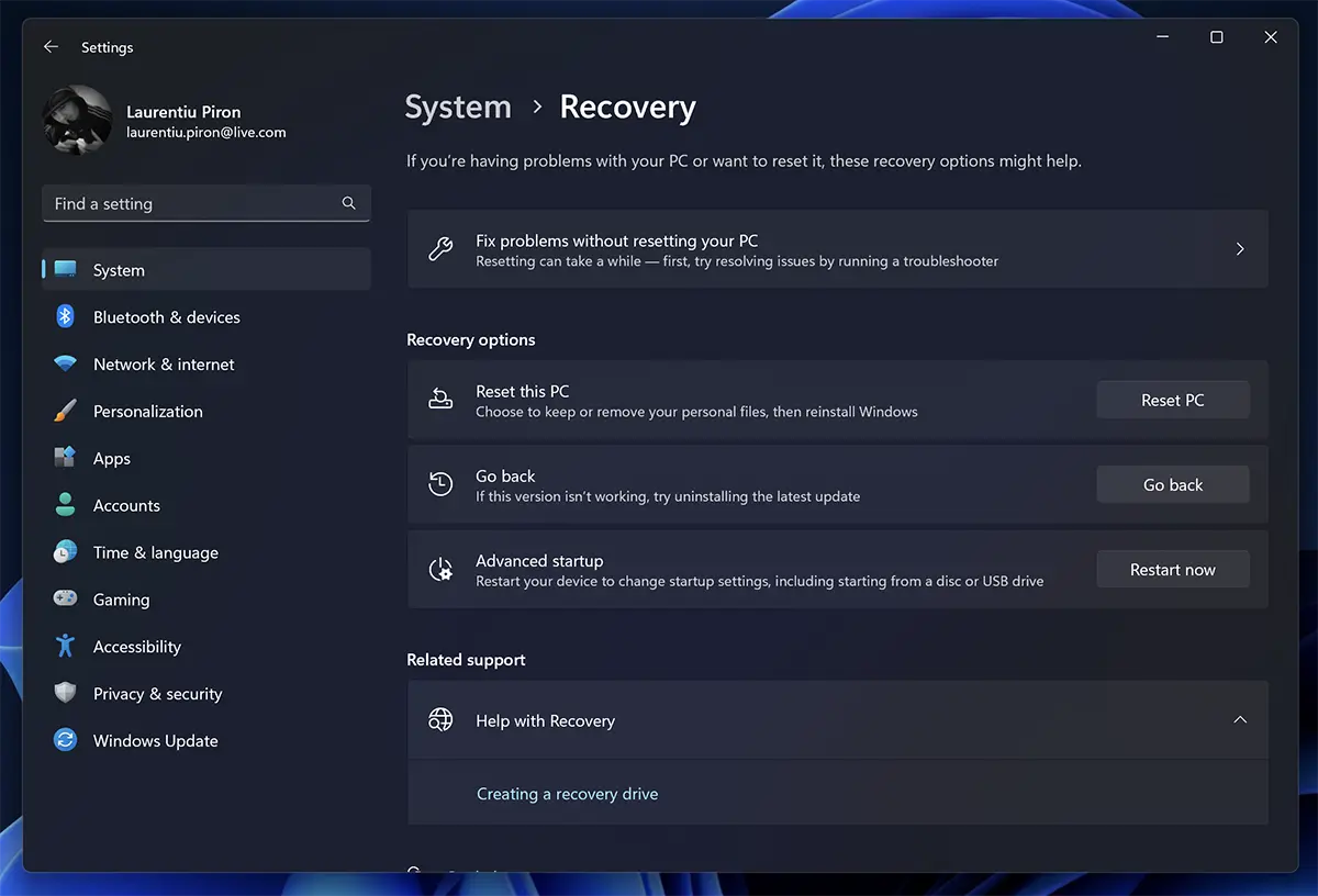 Windows 11 System Recovery