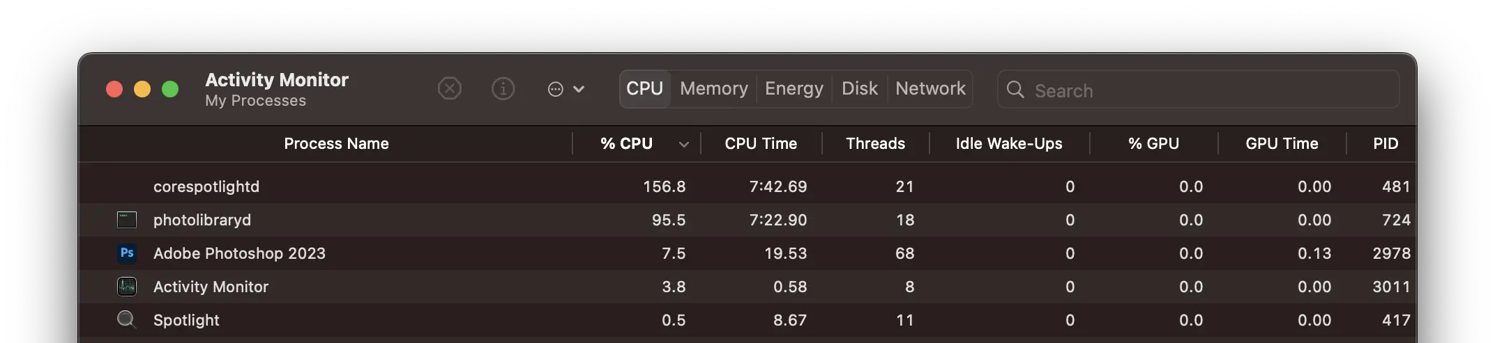 Tại sao corespotlightd sử dụng tài nguyên cao CPU
