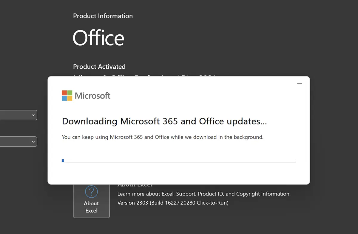 Downloading Microsoft 365 og Office updates