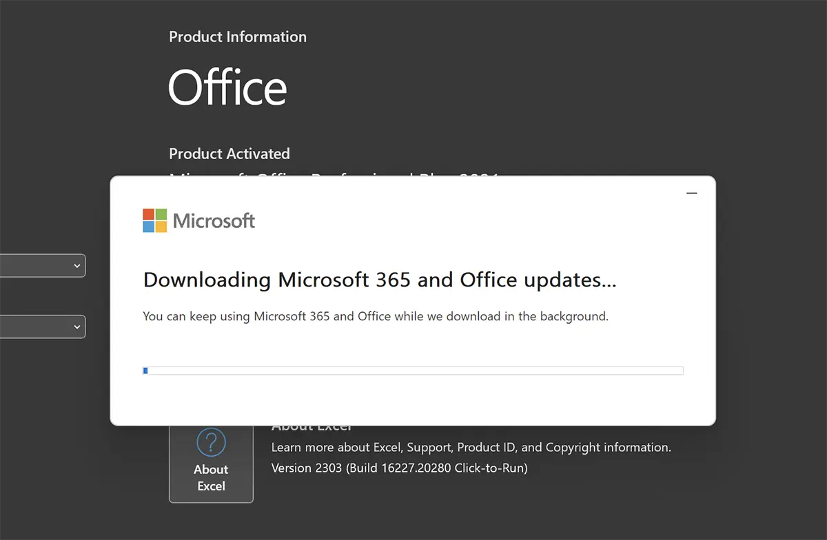 डाउनलोडिंग Microsoft 365 और कार्यालय updates