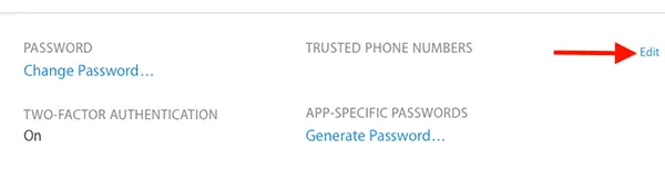 Redigera Apple ID säkerhet Settings