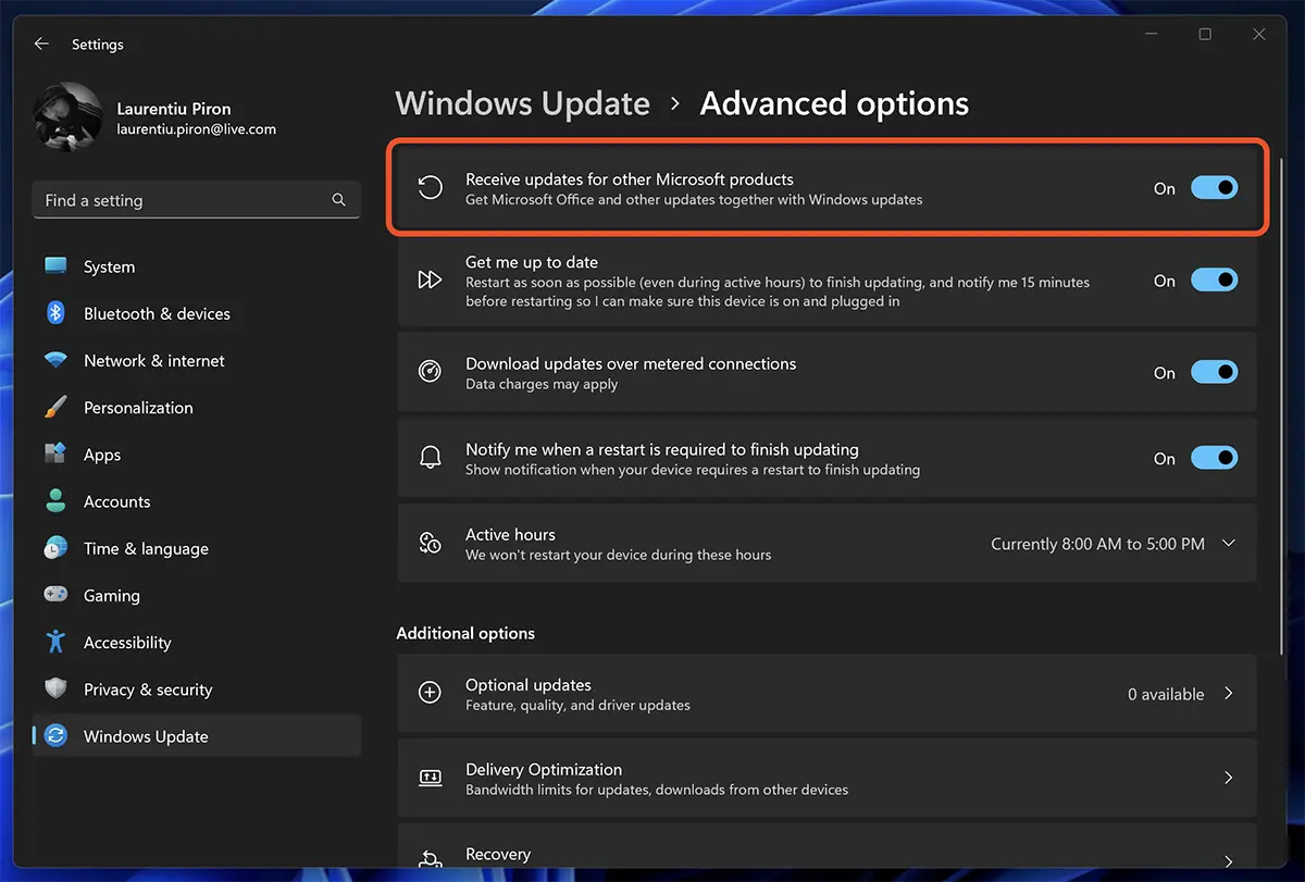 Como vai update la Microsoft 365 e Office 2021 em Windows 11