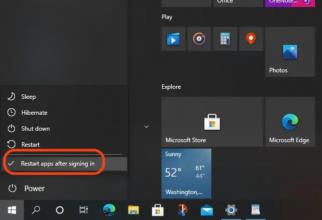 إعادة تعيين خيار التطبيقات في Windows 10