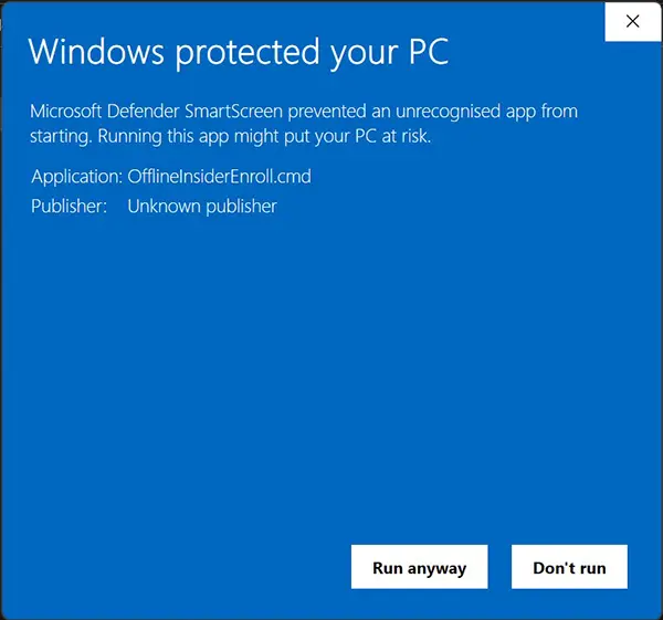 Стартирайте въпреки това OfflineInsiderEnroll. Fix Вашето устройство не отговаря на условията за присъединяване към Windows Insider Program on Windows 11
