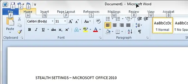 Skratka pásu kariet - Keyboard skratky v Microsoft Office