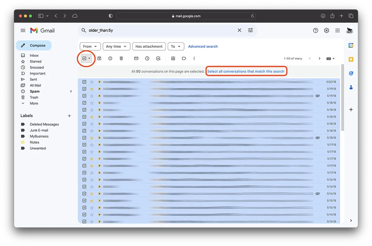 Cómo eliminar correos electrónicos antiguos de Gmail (Ordenar por fecha)