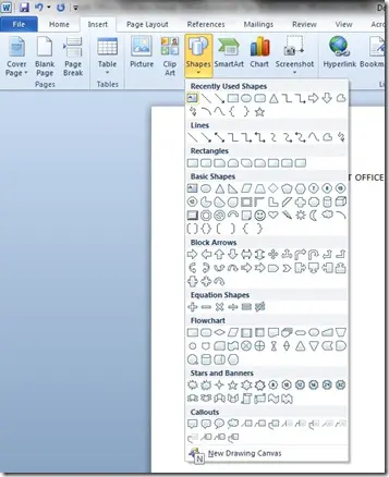Shapes in Microsoft Office