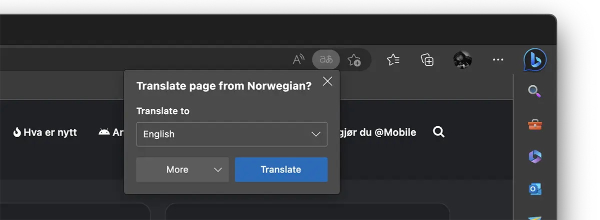 Translate web page in Microsoft Edge