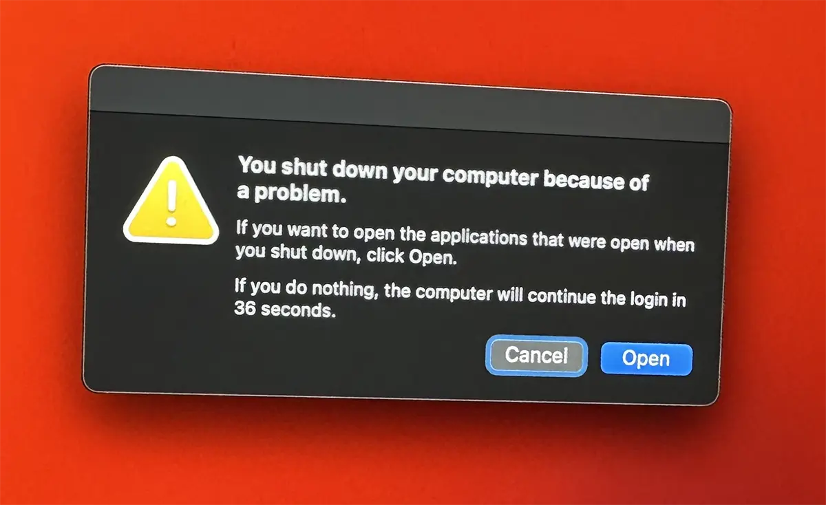 You shut down your computer because of a problem