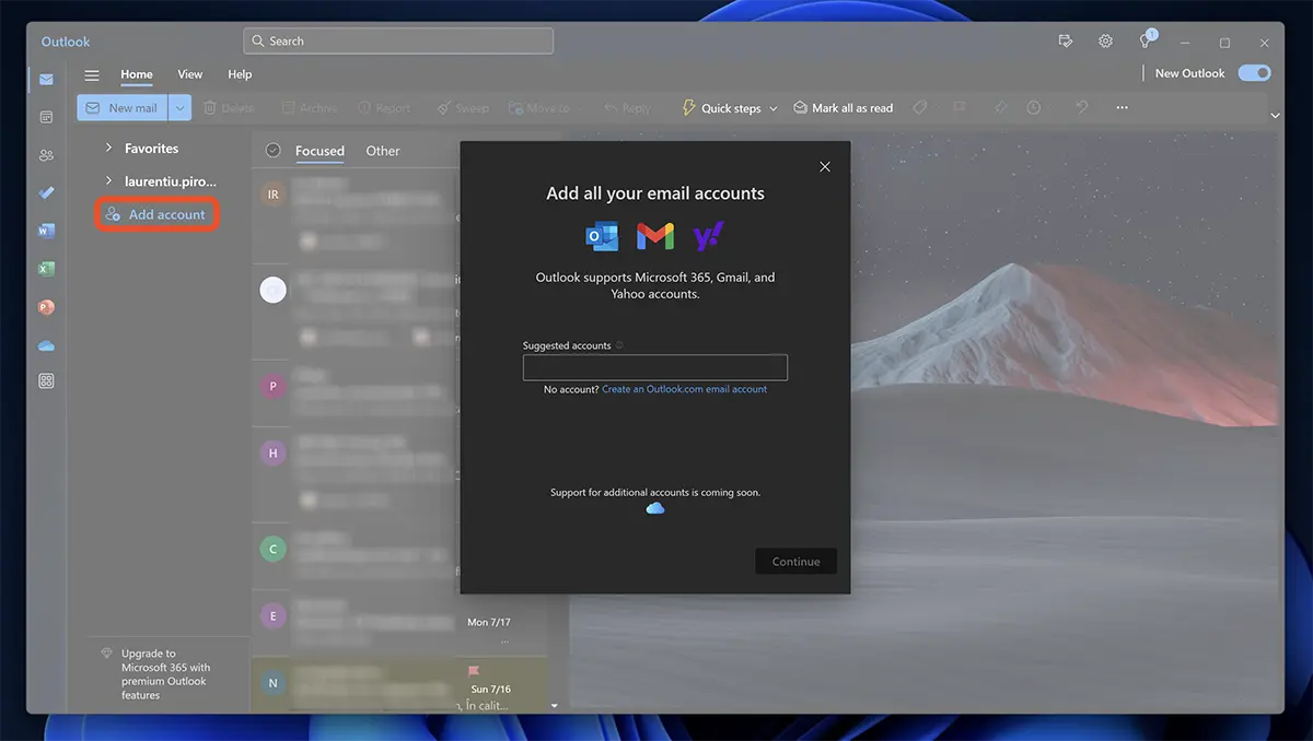 Add Gmail in Vooruitzichten Windows 11