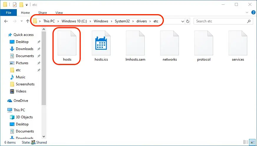 Fichier d'hôtes dans Windows