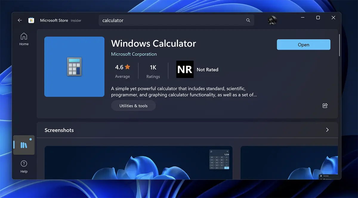 Windows Calculator L'Application