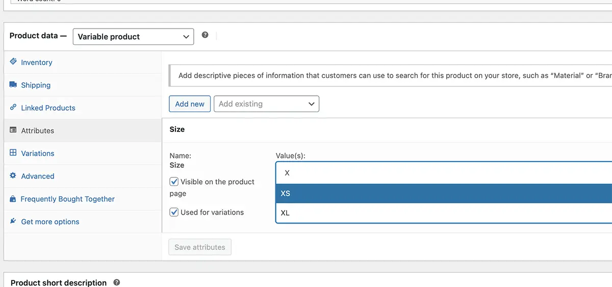 Add Attribute Terms in WooCommerce