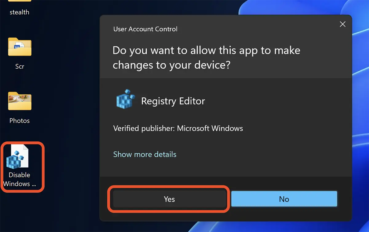 I accept new Windows registry