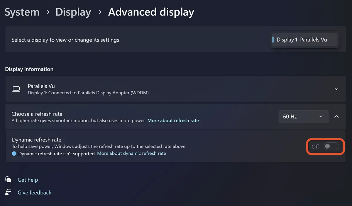 Dynamic Refresh Rate in Windows 11 Insider Preview 25941