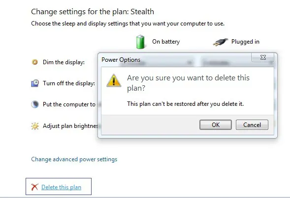 Delete Power Plan in Windows