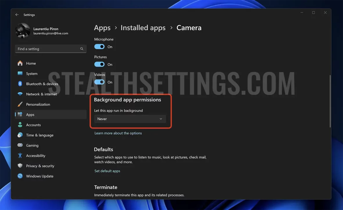 Ako zakázať aplikácie bežiace na pozadí Windows 11