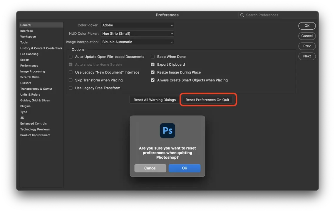 Kako ponastaviti Adobe Photoshop na privzete nastavitve (Default)