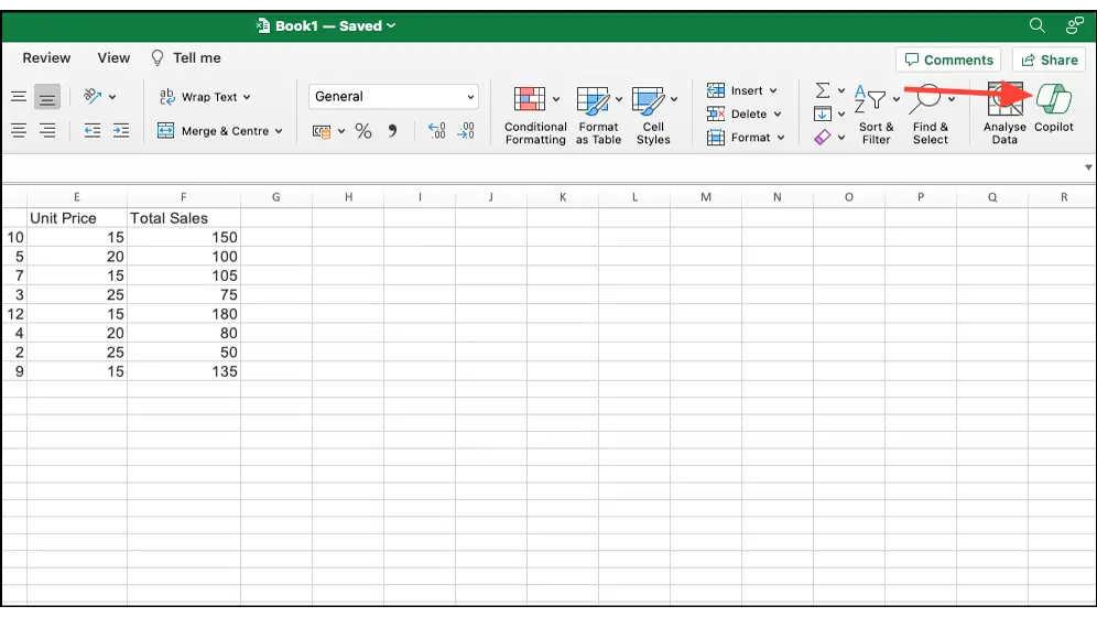 如何在 Excel 中使用 Copilot 製作電子表格