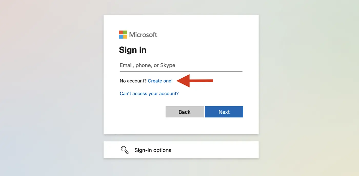 Vytvorte si konto Microsoft