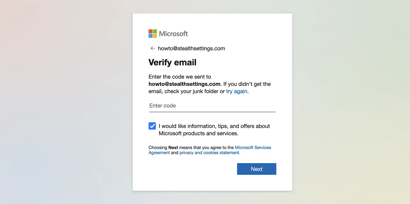 Verify email Address